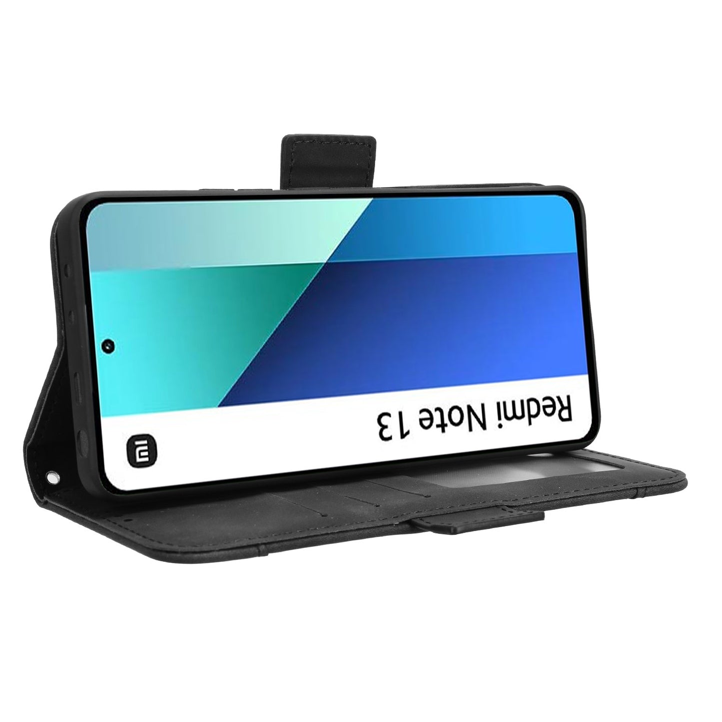 For Xiaomi Redmi Note 13 4G Leather Case Phone Cover with Multi Card Slots - Black