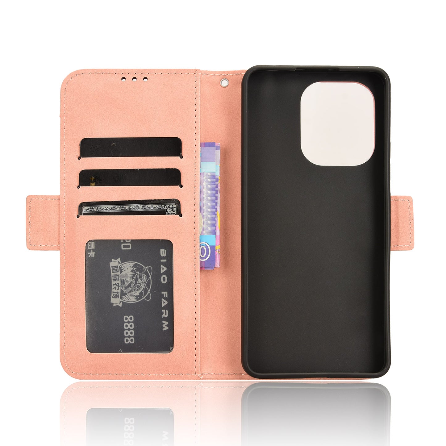 For Xiaomi Redmi Note 13 4G Leather Case Phone Cover with Multi Card Slots - Pink