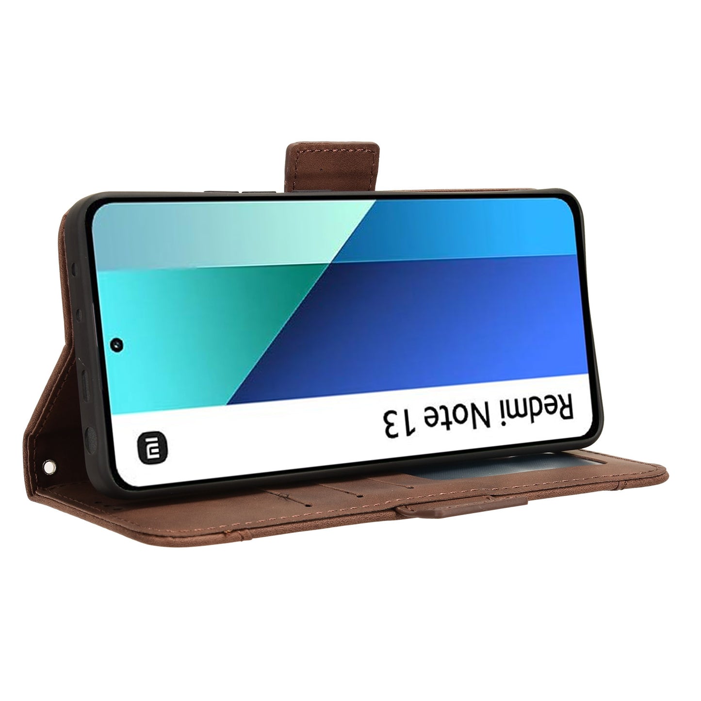 For Xiaomi Redmi Note 13 4G Leather Case Phone Cover with Multi Card Slots - Brown
