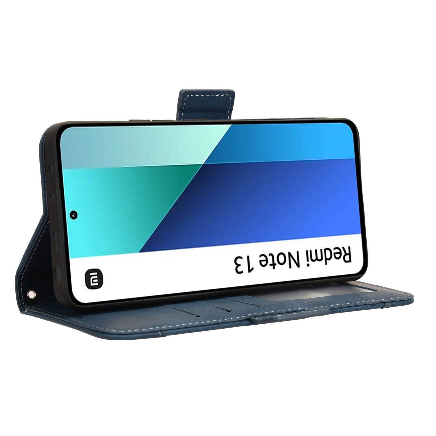 For Xiaomi Redmi Note 13 4G Leather Case Phone Cover with Multi Card Slots - Blue