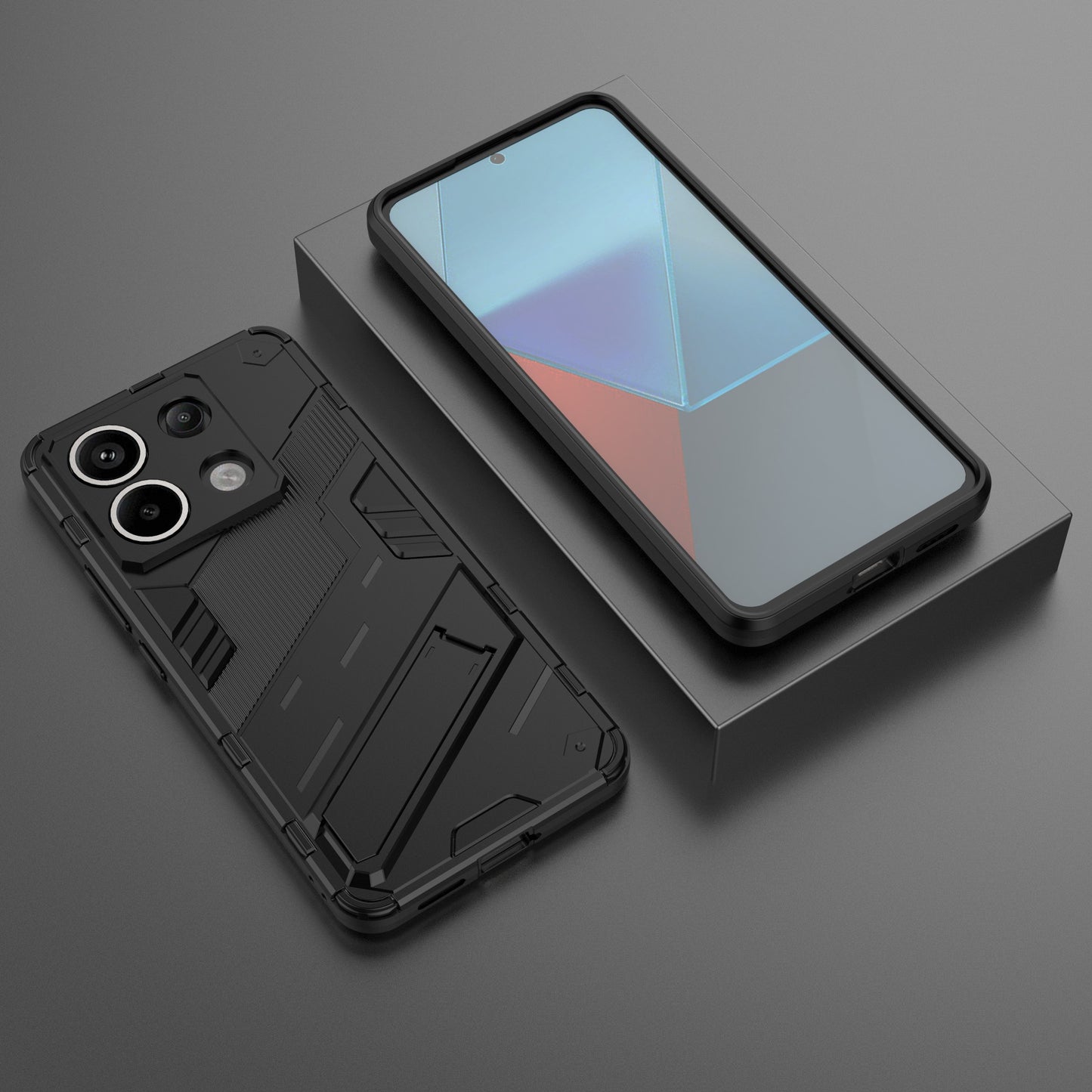 For Xiaomi Redmi Note 13 Pro 5G / Poco X6 5G Kickstand Case TPU + PC Phone Back Cover - Black