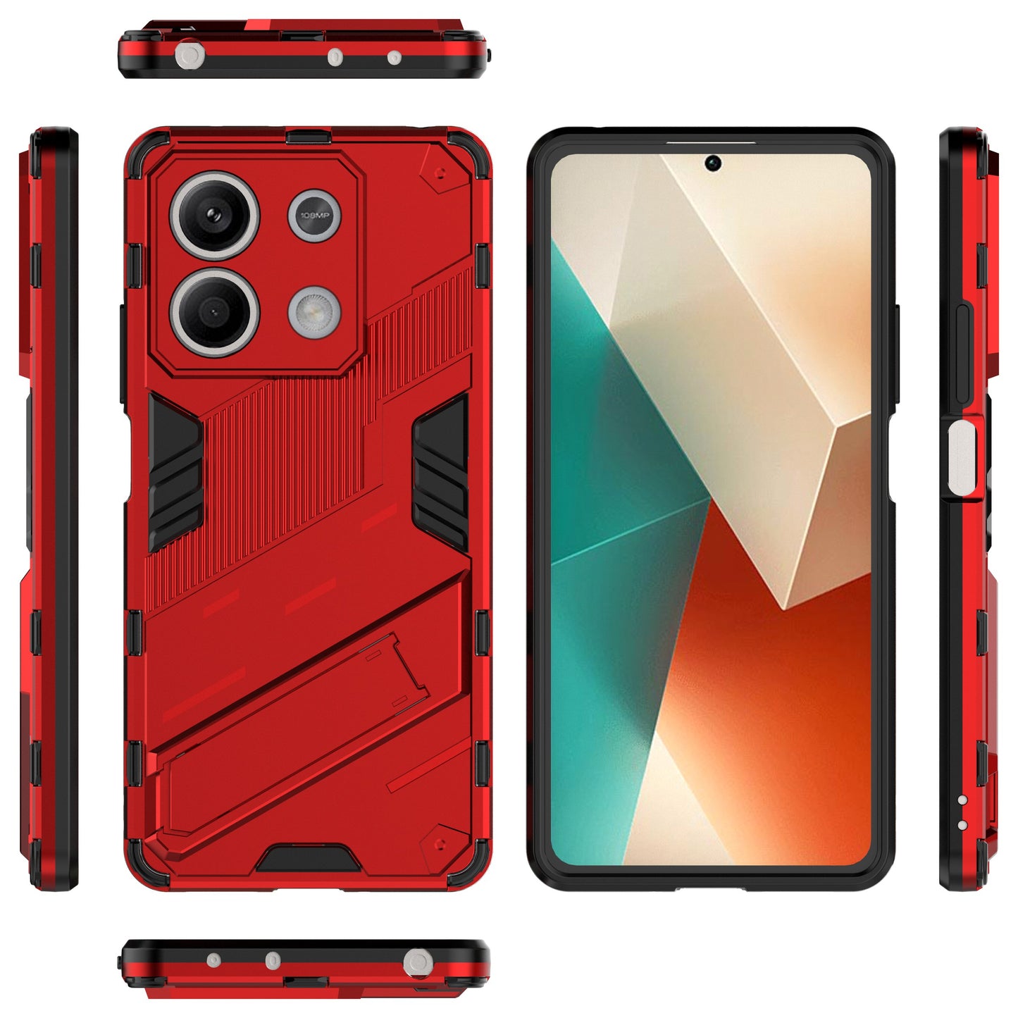 For Xiaomi Redmi Note 13 5G / Note 13 5G (China) Case Kickstand Protective Phone Cover - Red