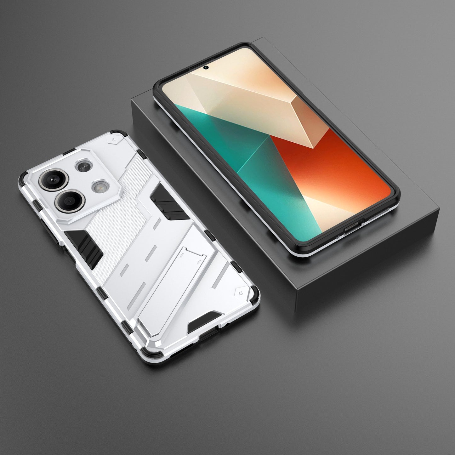 For Xiaomi Redmi Note 13 5G / Note 13 5G (China) Case Kickstand Protective Phone Cover - White