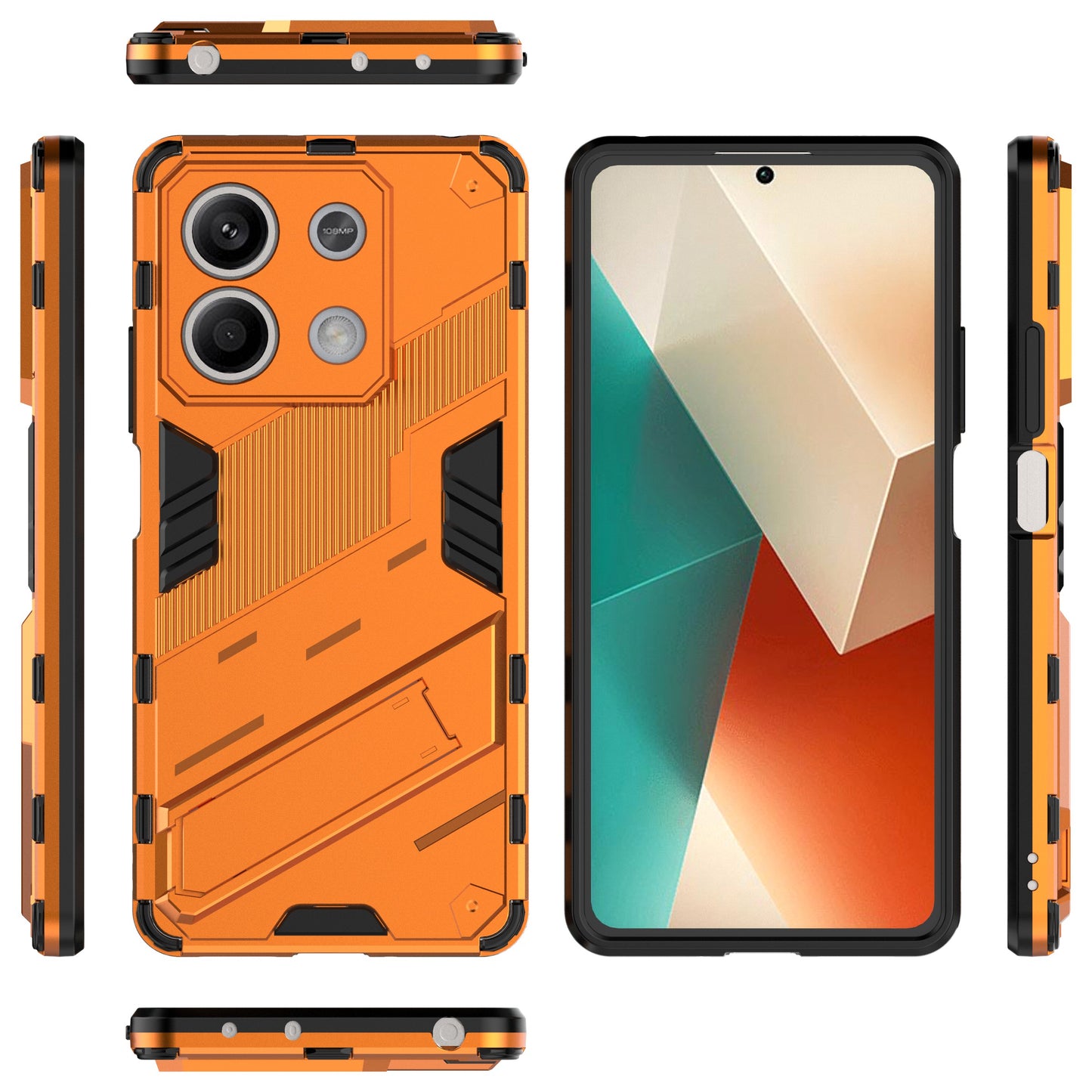 For Xiaomi Redmi Note 13 5G / Note 13 5G (China) Case Kickstand Protective Phone Cover - Orange