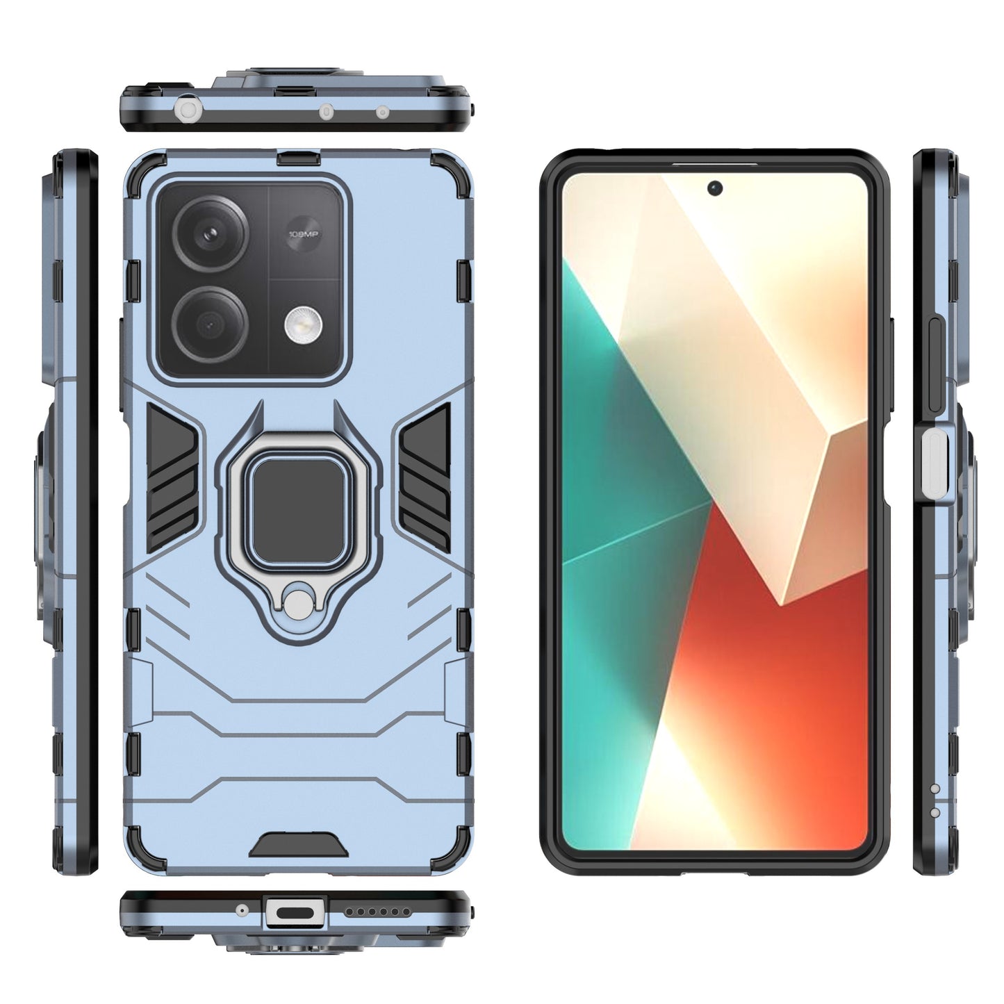 For Xiaomi Redmi Note 13 5G / Note 13 5G (China) Phone Case Anti-drop Cover with Kickstand - Blue