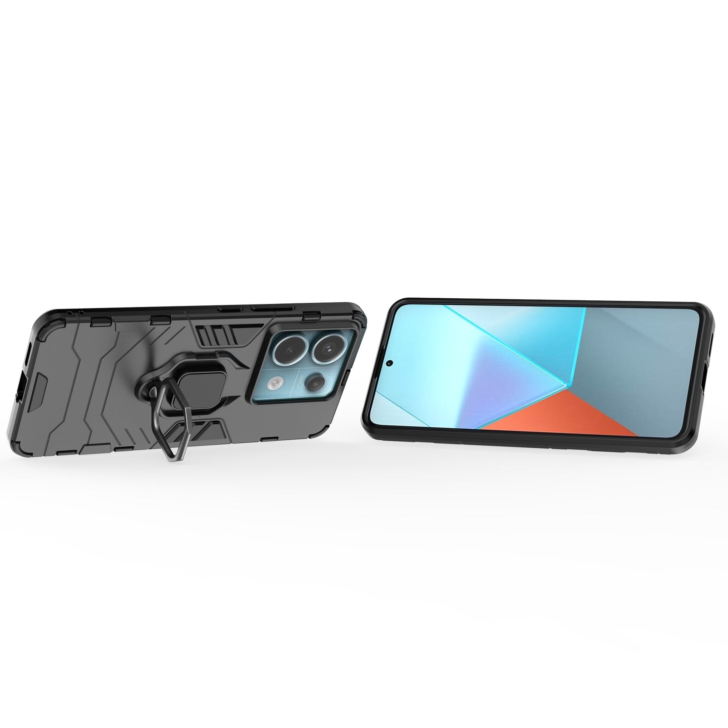 For Xiaomi Redmi Note 13 Pro 5G / Poco X6 5G Case Ring Holder Kickstand PC + TPU Cover - Black