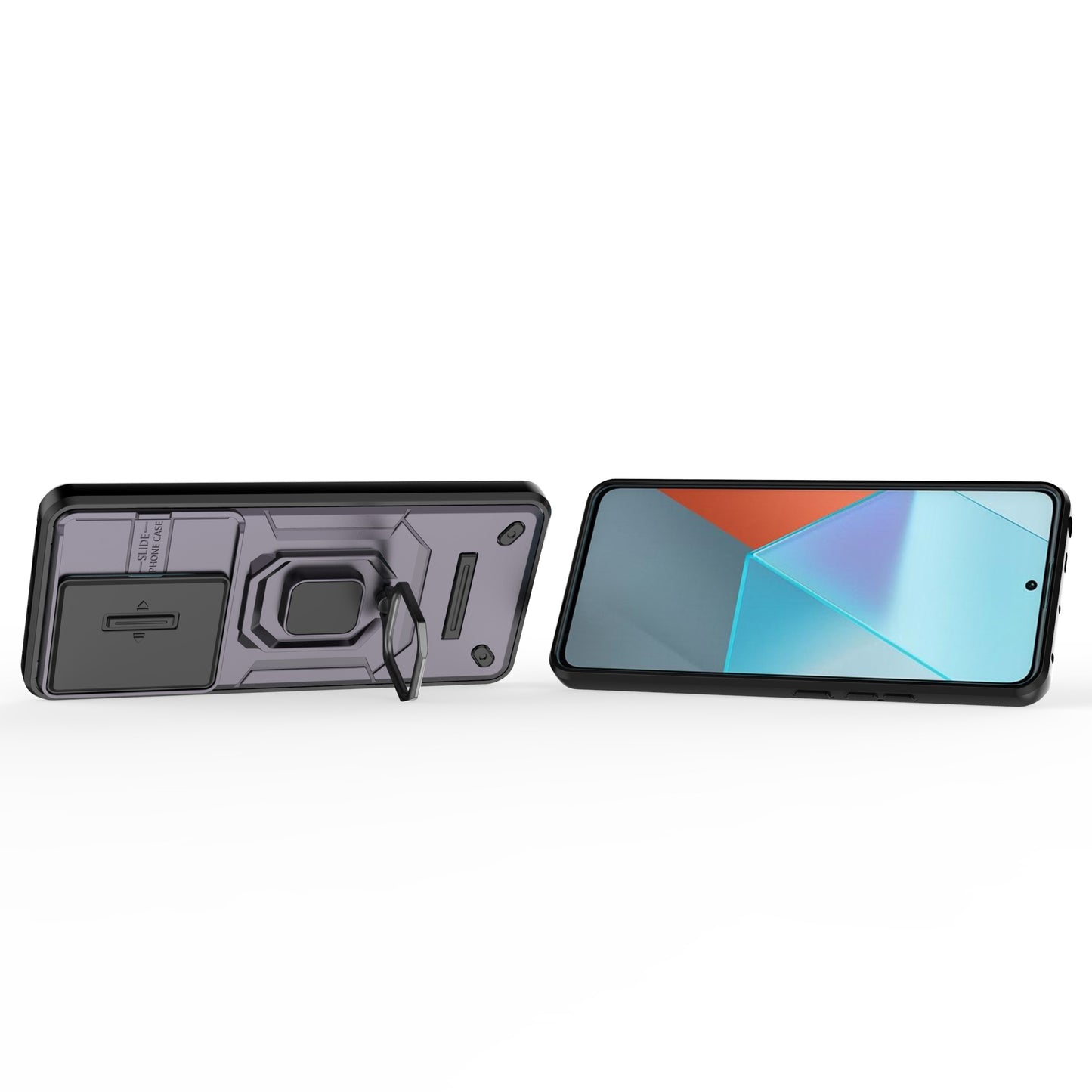 For Xiaomi Redmi Note 13 Pro 5G / Poco X6 5G Kickstand Case Slide Lens Protection Cell Phone Cover - Purple