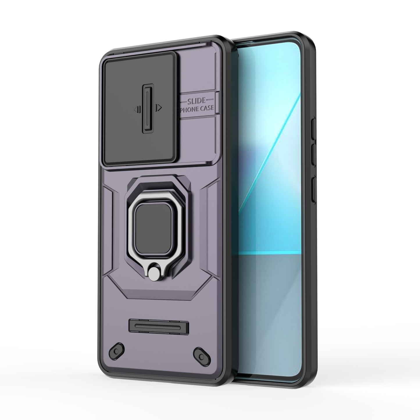 For Xiaomi Redmi Note 13 Pro 5G / Poco X6 5G Kickstand Case Slide Lens Protection Cell Phone Cover - Purple