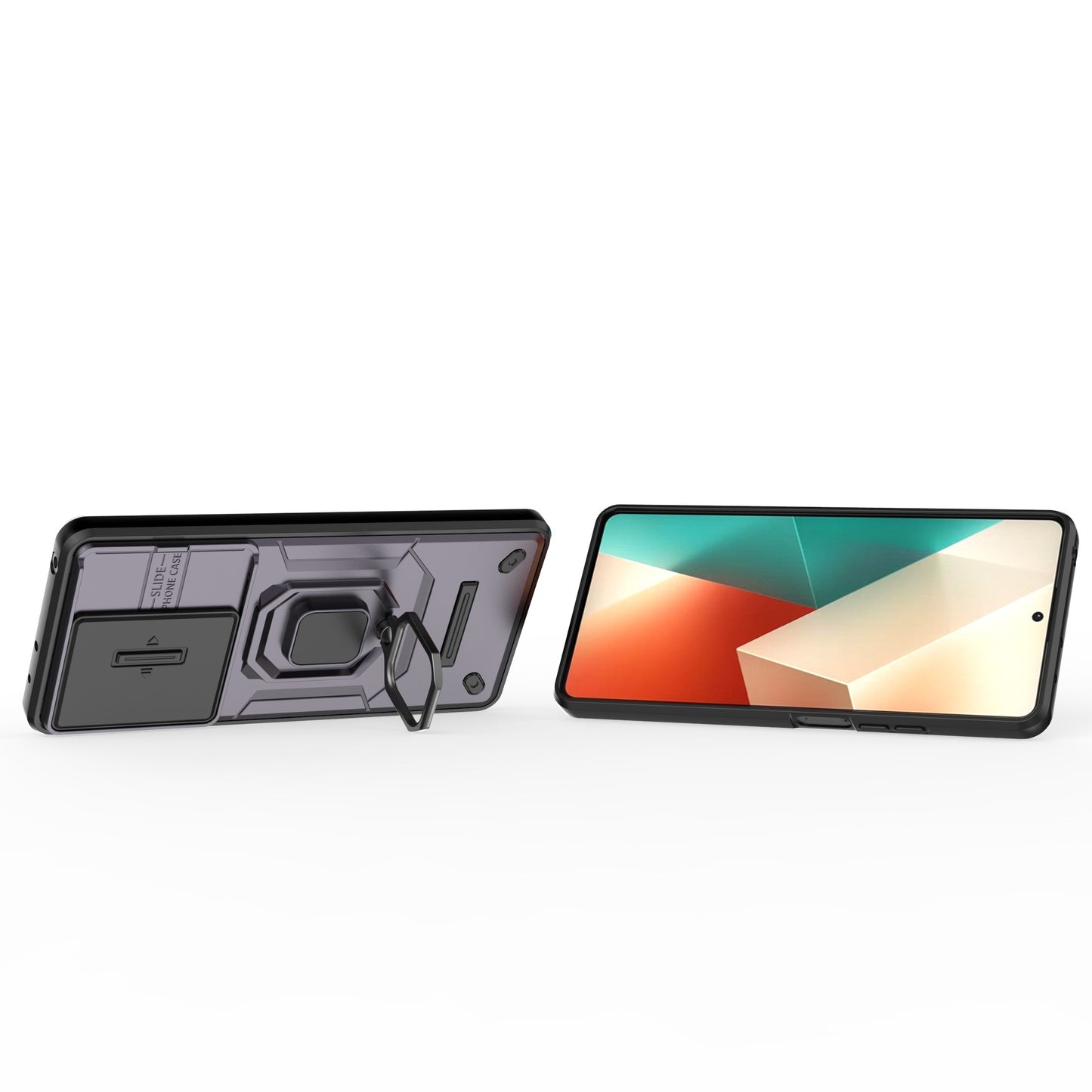For Xiaomi Redmi Note 13 5G / Note 13 5G (China) Case Kickstand Phone Cover Slide Lens Lid - Purple