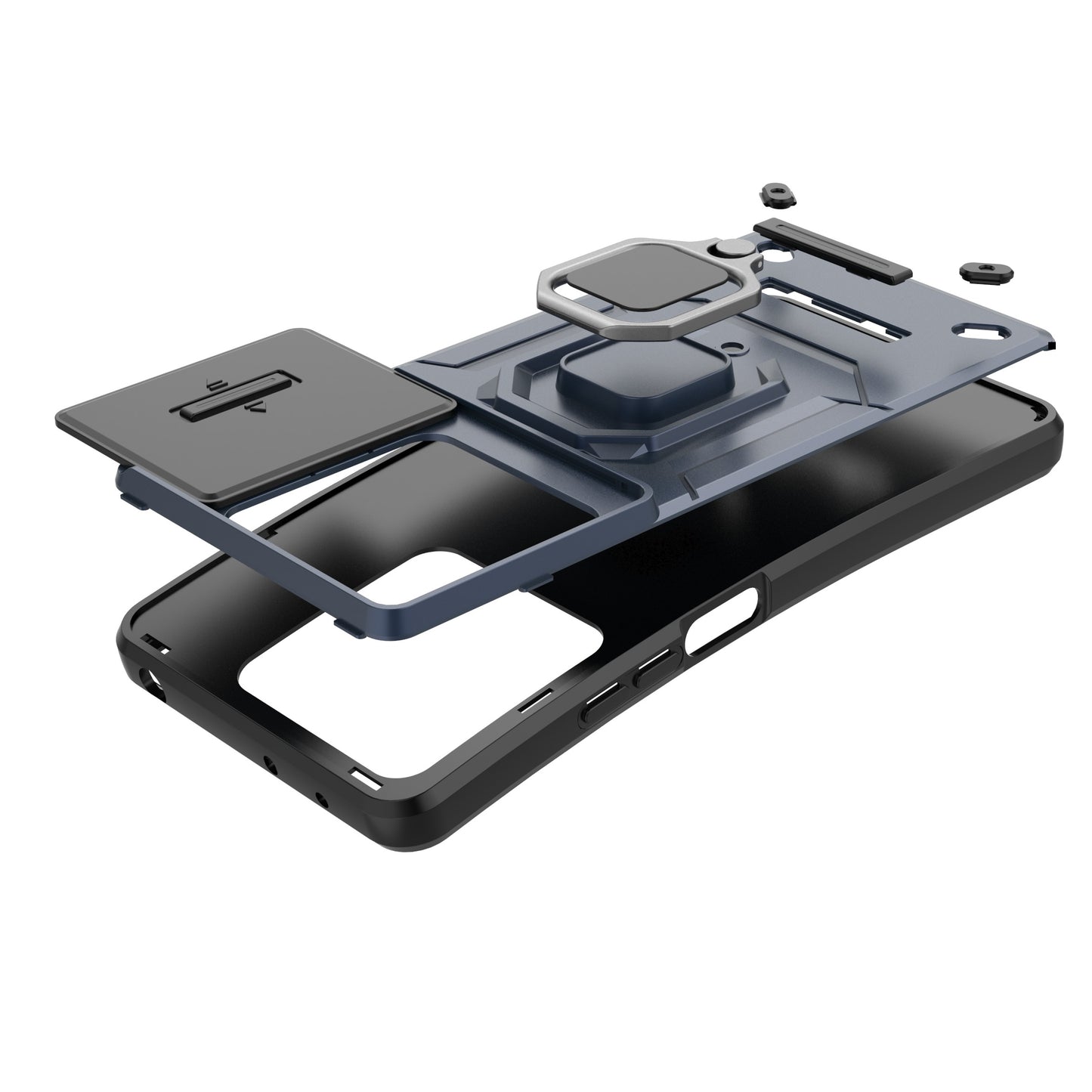 For Xiaomi Redmi Note 13 5G / Note 13 5G (China) Case Kickstand Phone Cover Slide Lens Lid - Black