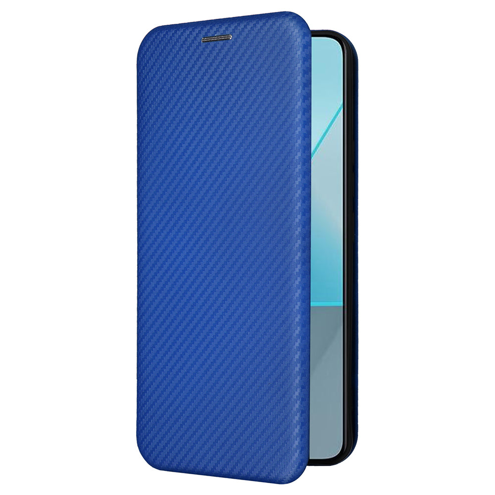 For Xiaomi Redmi Note 13 5G / Note 13 5G (China) Case Carbon Fiber Texture Phone Leather Cover - Blue