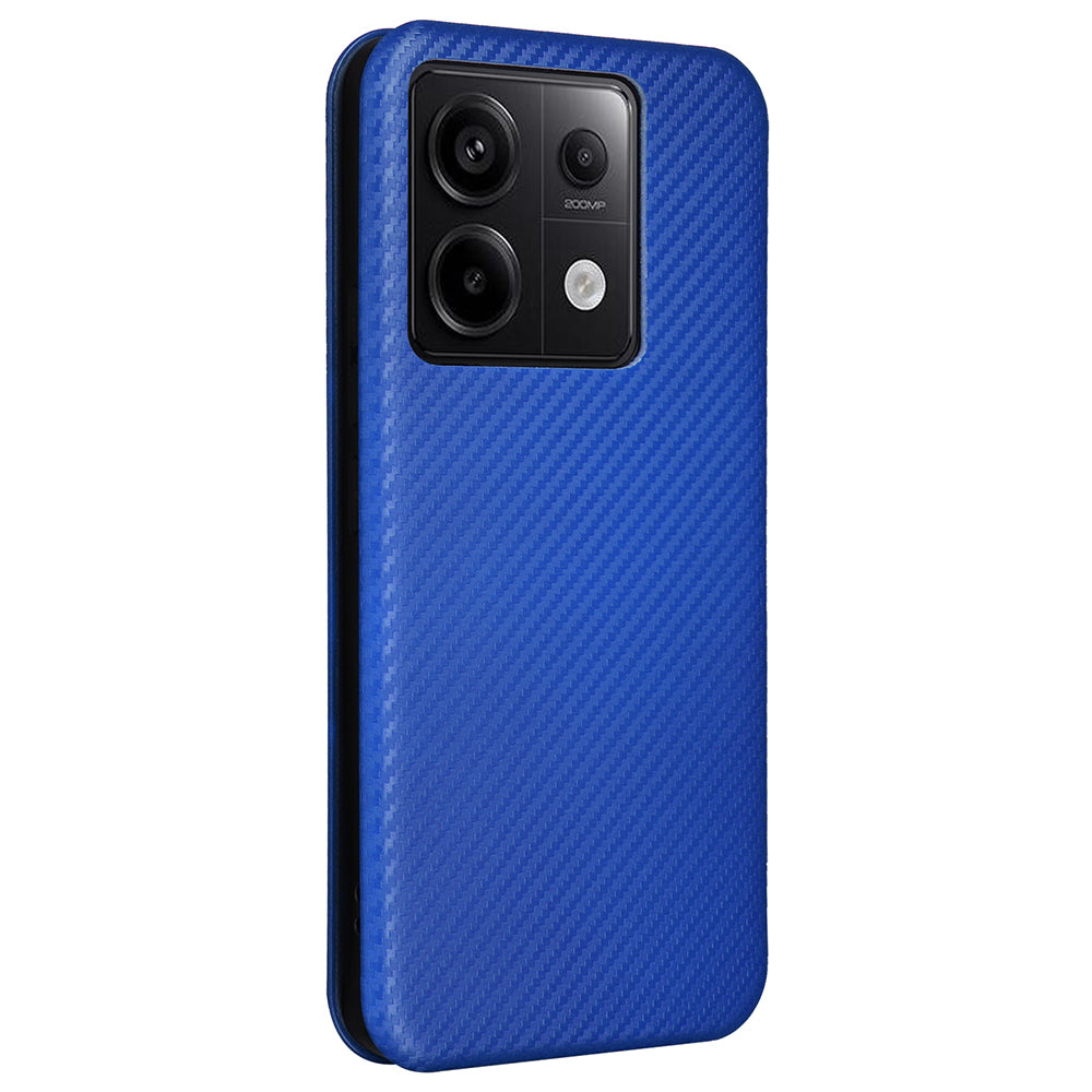 For Xiaomi Redmi Note 13 5G / Note 13 5G (China) Case Carbon Fiber Texture Phone Leather Cover - Blue