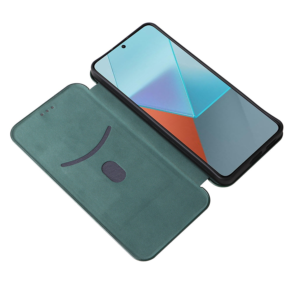 For Xiaomi Redmi Note 13 Pro 5G / Poco X6 5G Leather Case with Card Slots Carbon Fiber Texture - Green