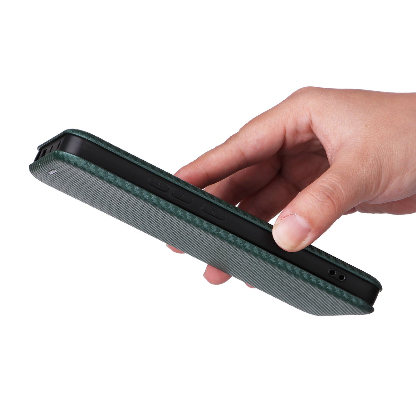 For Xiaomi Redmi Note 13 Pro 5G / Poco X6 5G Leather Case with Card Slots Carbon Fiber Texture - Green