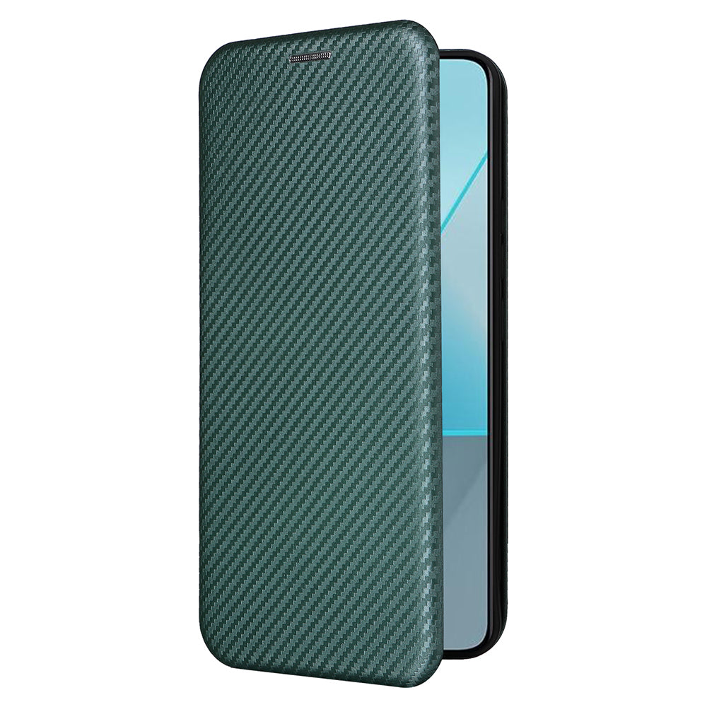 For Xiaomi Redmi Note 13 Pro 5G / Poco X6 5G Leather Case with Card Slots Carbon Fiber Texture - Green