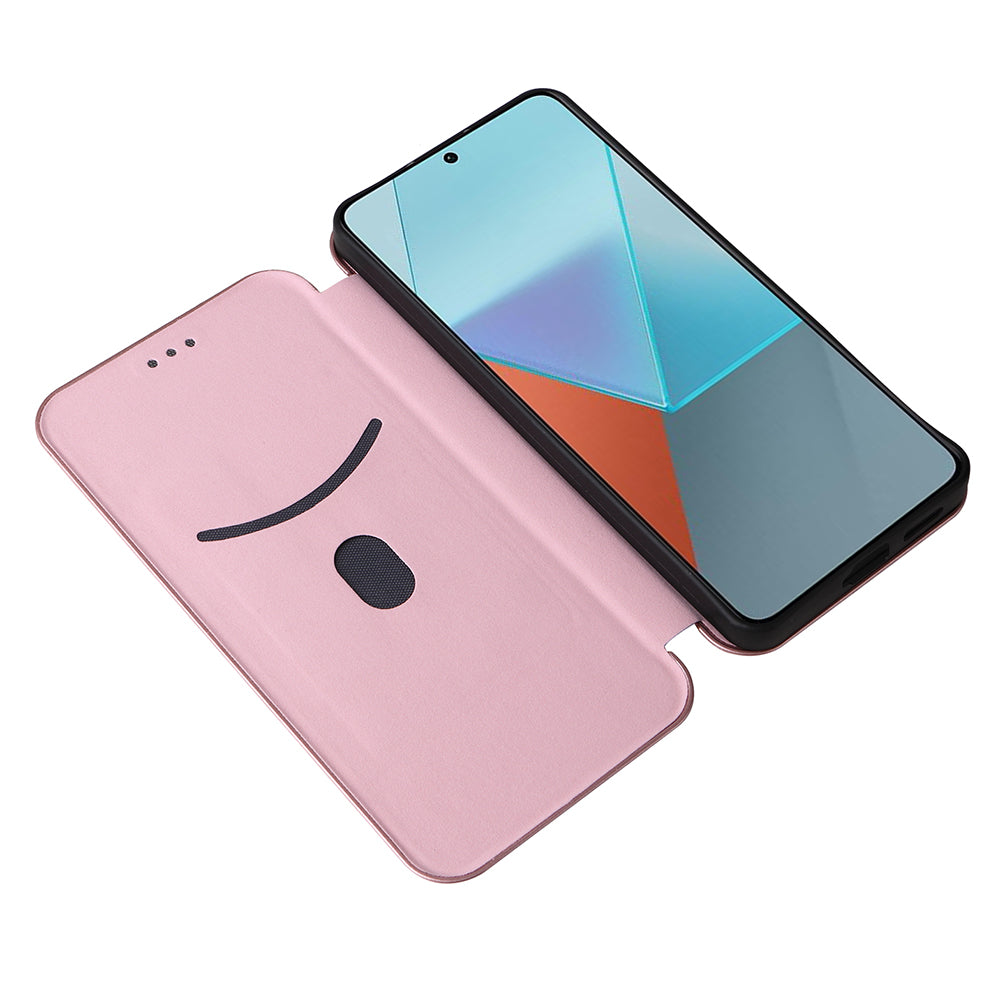 For Xiaomi Redmi Note 13 Pro 5G / Poco X6 5G Leather Case with Card Slots Carbon Fiber Texture - Rose Gold