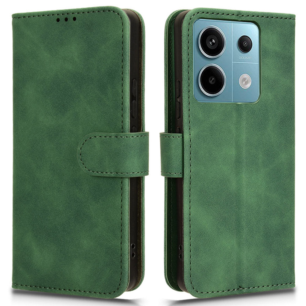 For Xiaomi Redmi Note 13 Pro 5G / Poco X6 5G Wallet Case Skin-touch Texture Leather Phone Cover - Green