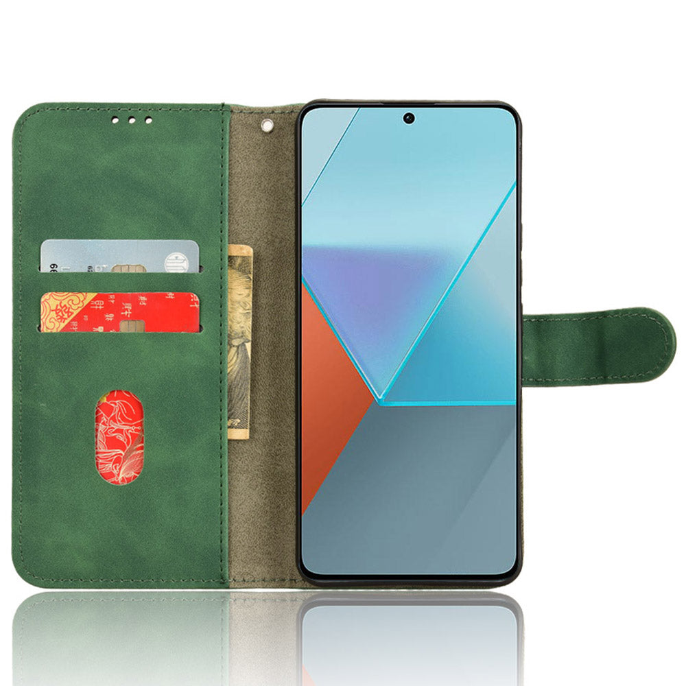 For Xiaomi Redmi Note 13 Pro 5G / Poco X6 5G Wallet Case Skin-touch Texture Leather Phone Cover - Green