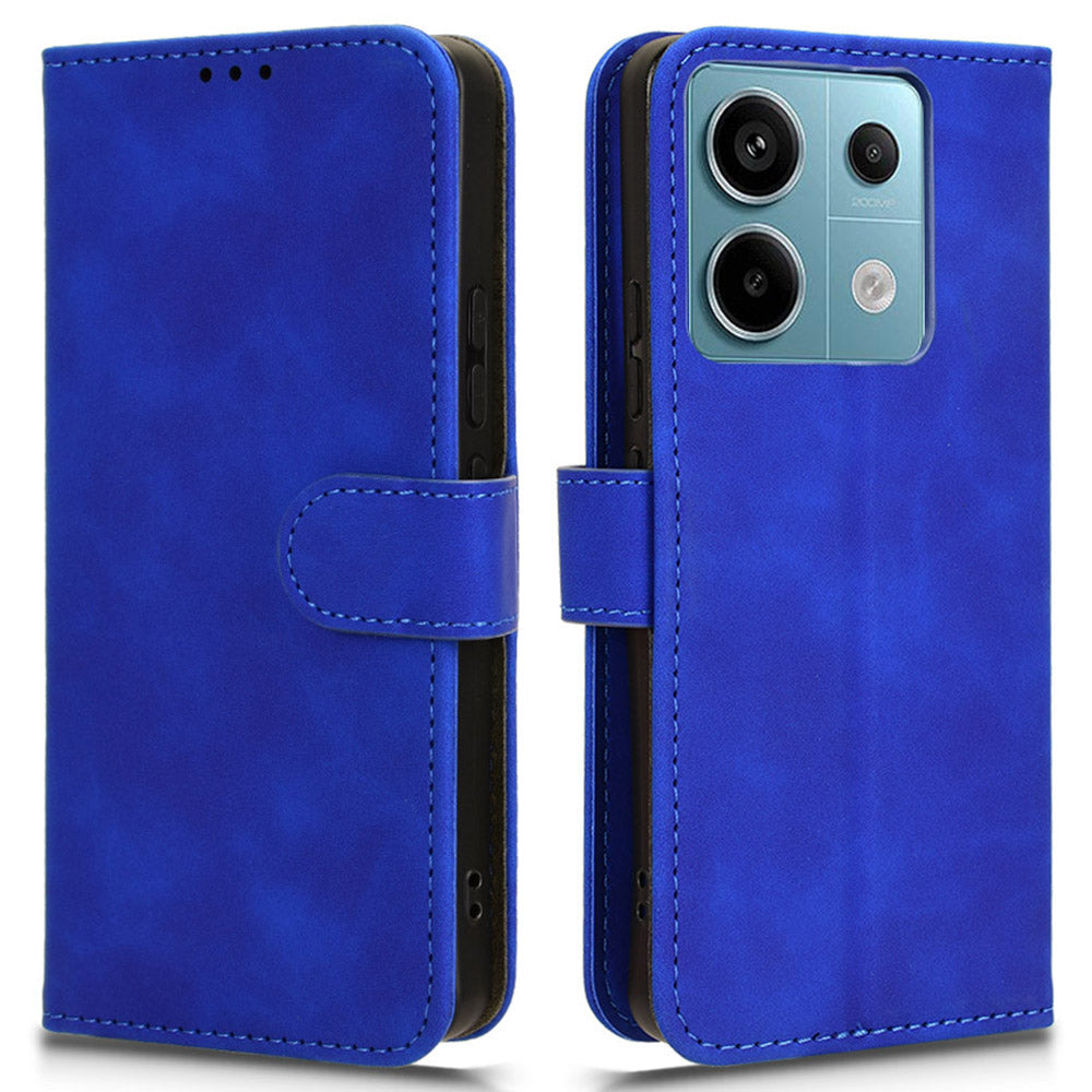 For Xiaomi Redmi Note 13 Pro 5G / Poco X6 5G Wallet Case Skin-touch Texture Leather Phone Cover - Blue
