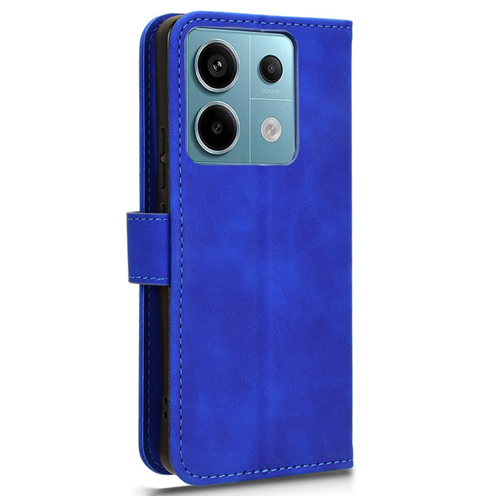For Xiaomi Redmi Note 13 Pro 5G / Poco X6 5G Wallet Case Skin-touch Texture Leather Phone Cover - Blue