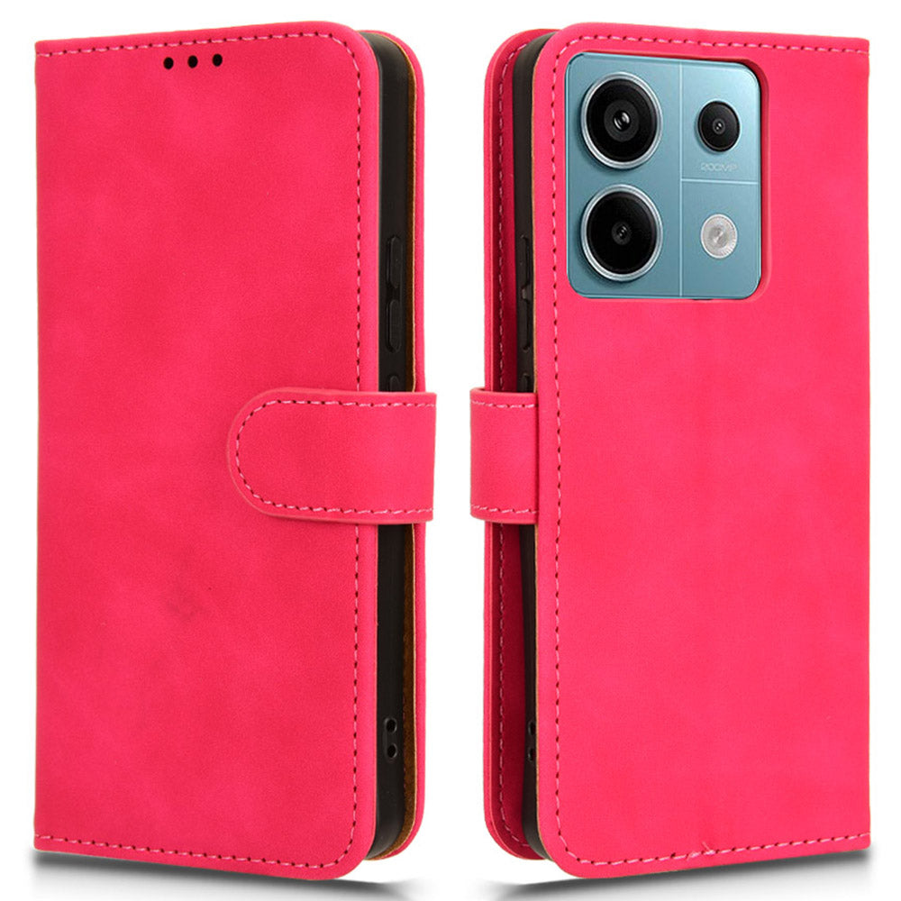 For Xiaomi Redmi Note 13 Pro 5G / Poco X6 5G Wallet Case Skin-touch Texture Leather Phone Cover - Rose