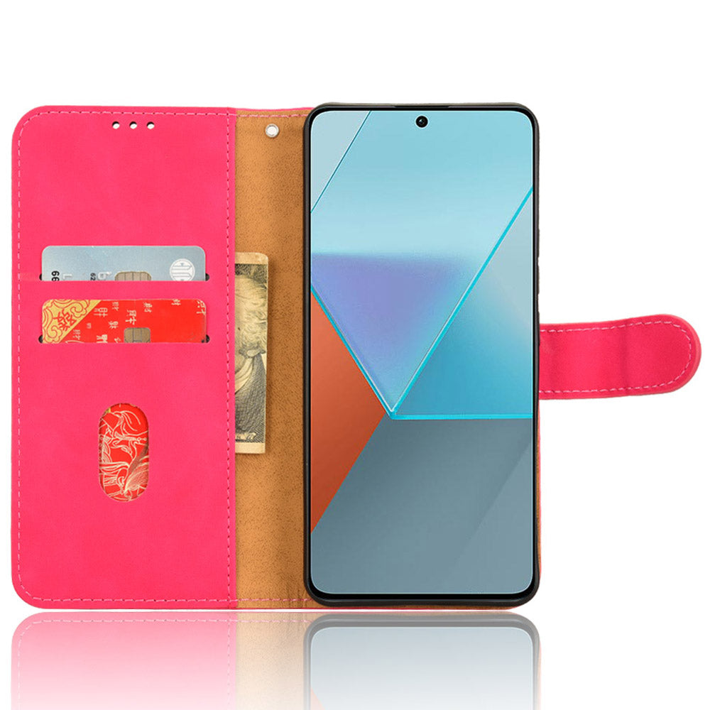 For Xiaomi Redmi Note 13 Pro 5G / Poco X6 5G Wallet Case Skin-touch Texture Leather Phone Cover - Rose
