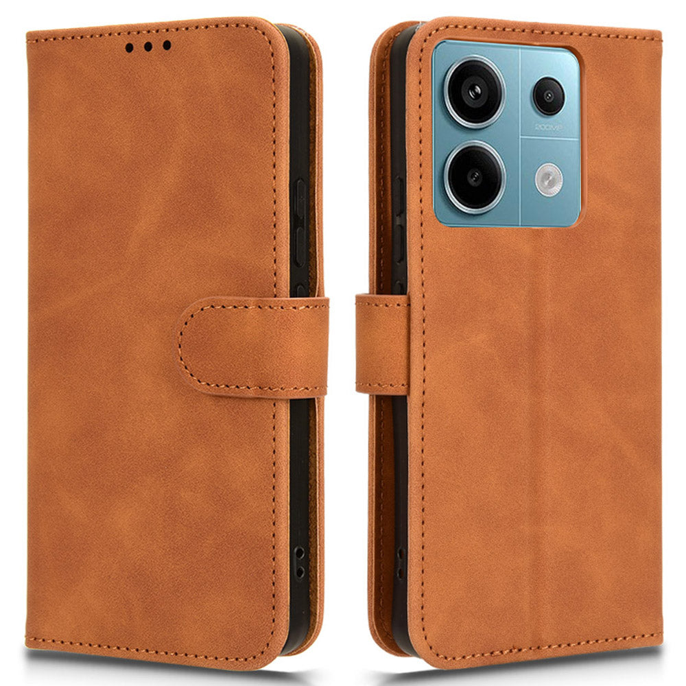 For Xiaomi Redmi Note 13 Pro 5G / Poco X6 5G Wallet Case Skin-touch Texture Leather Phone Cover - Brown