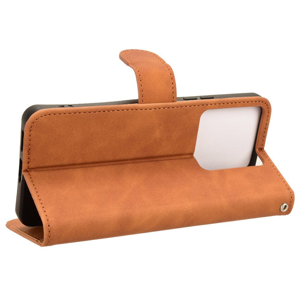 For Xiaomi Redmi Note 13 Pro 5G / Poco X6 5G Wallet Case Skin-touch Texture Leather Phone Cover - Brown