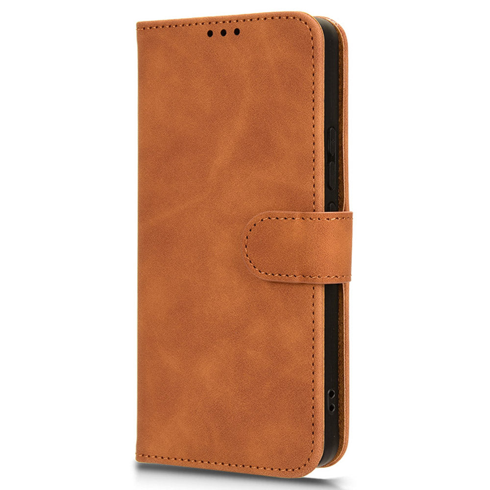 For Xiaomi Redmi Note 13 Pro 5G / Poco X6 5G Wallet Case Skin-touch Texture Leather Phone Cover - Brown