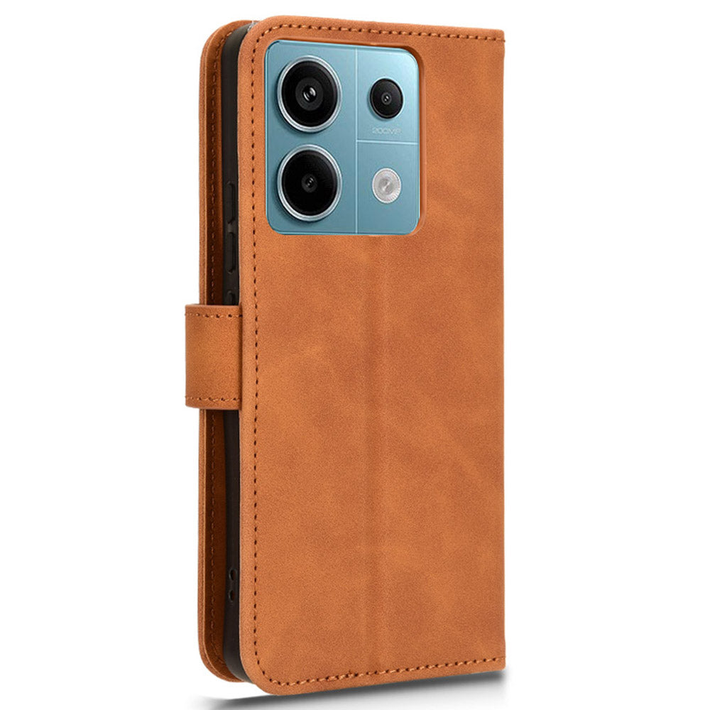 For Xiaomi Redmi Note 13 Pro 5G / Poco X6 5G Wallet Case Skin-touch Texture Leather Phone Cover - Brown