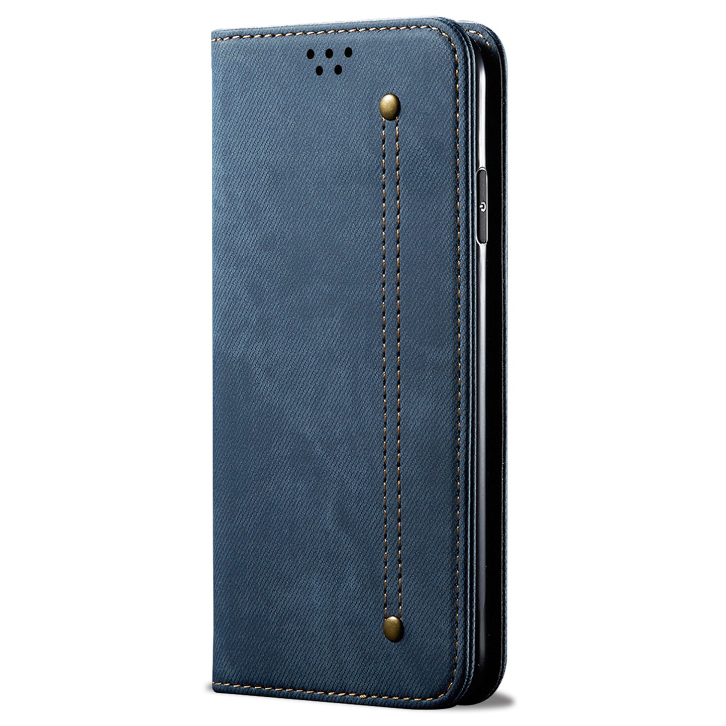 For Xiaomi Redmi Note 13 4G Leather Wallet Case Jeans Cloth Texture TPU Shockproof Shell - Blue