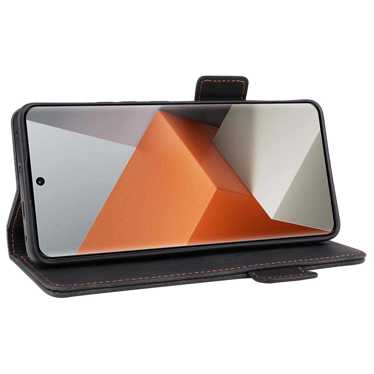 For Xiaomi Redmi Note 13 Pro+ 5G Case Flip Leather Wallet Cover Hardware Decor - Black