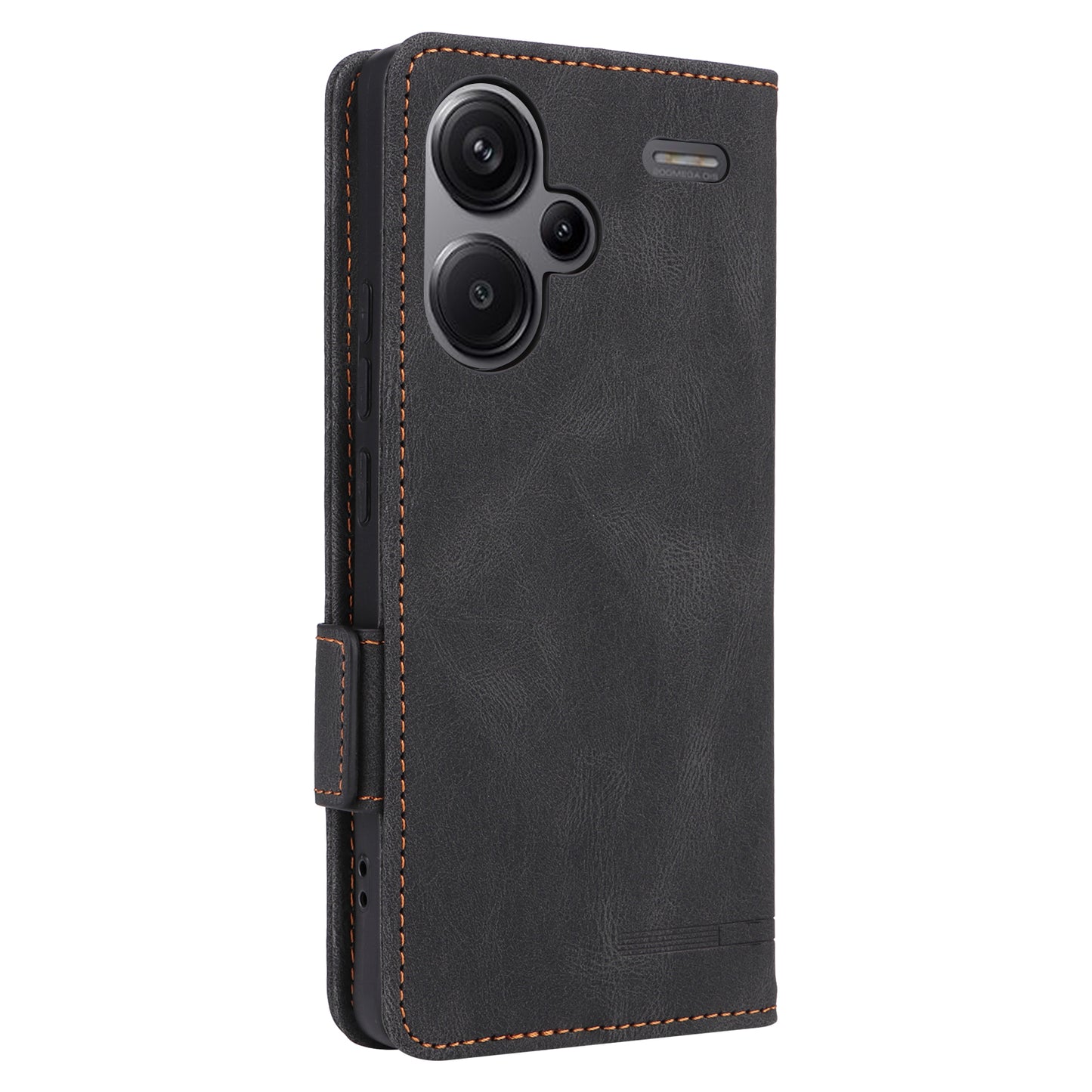 For Xiaomi Redmi Note 13 Pro+ 5G Case Flip Leather Wallet Cover Hardware Decor - Black