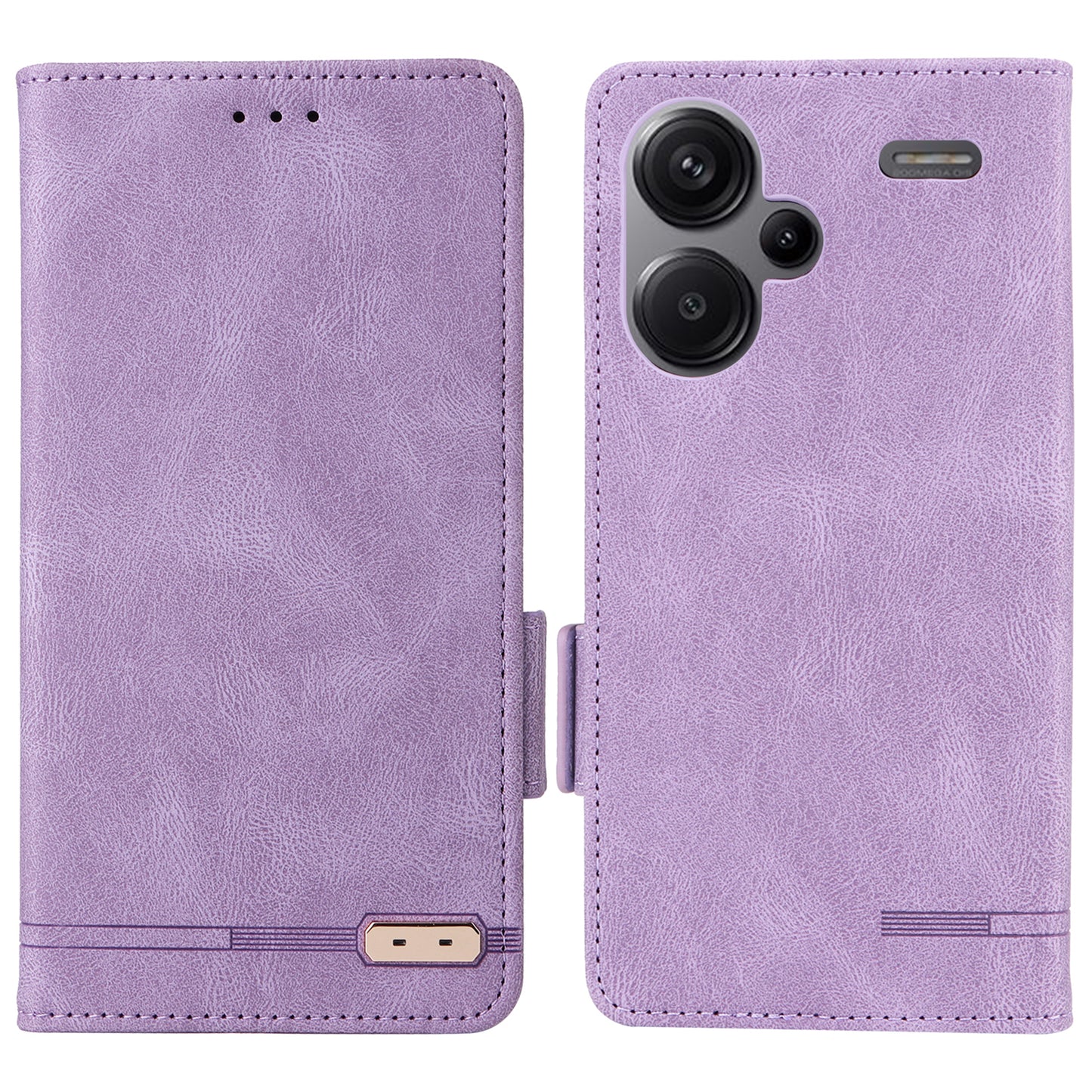 For Xiaomi Redmi Note 13 Pro+ 5G Case Flip Leather Wallet Cover Hardware Decor - Purple