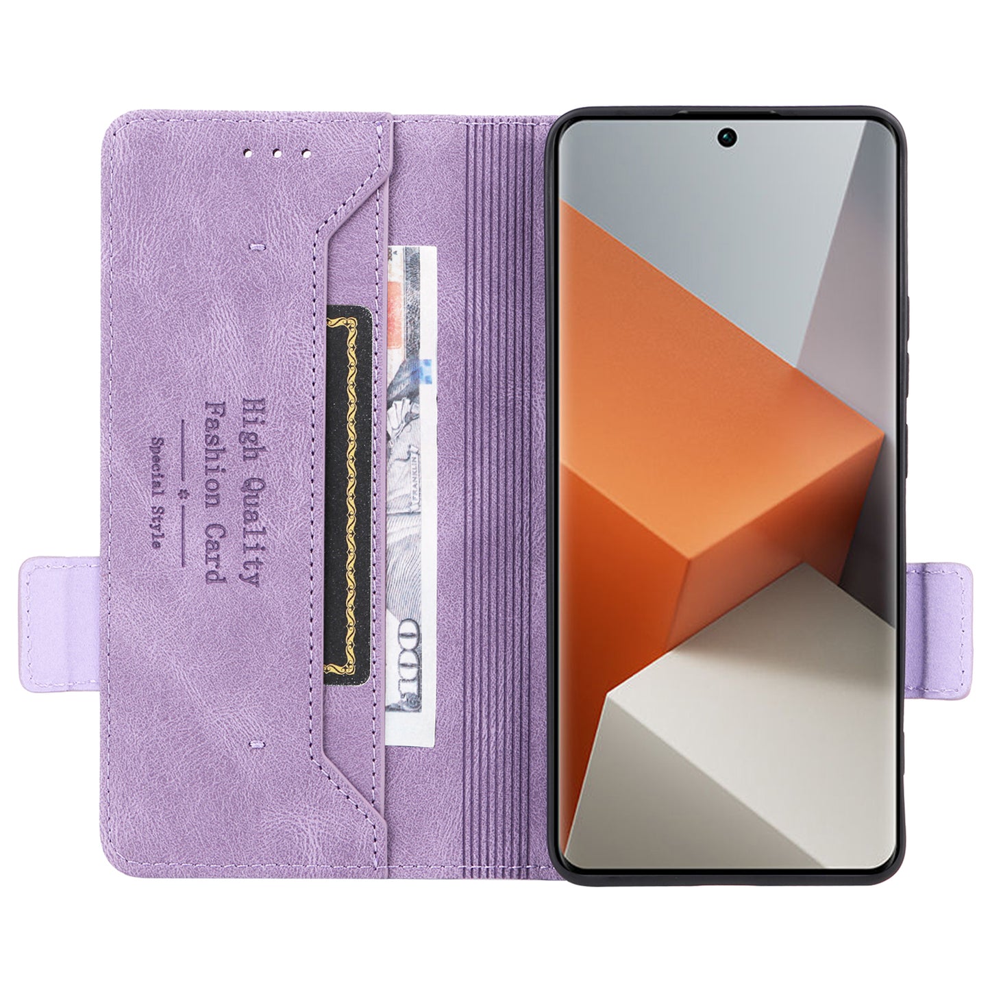 For Xiaomi Redmi Note 13 Pro+ 5G Case Flip Leather Wallet Cover Hardware Decor - Purple