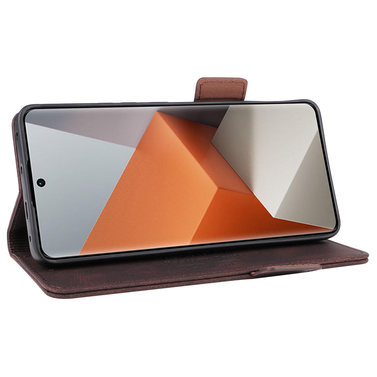 For Xiaomi Redmi Note 13 Pro+ 5G Case Flip Leather Wallet Cover Hardware Decor - Coffee