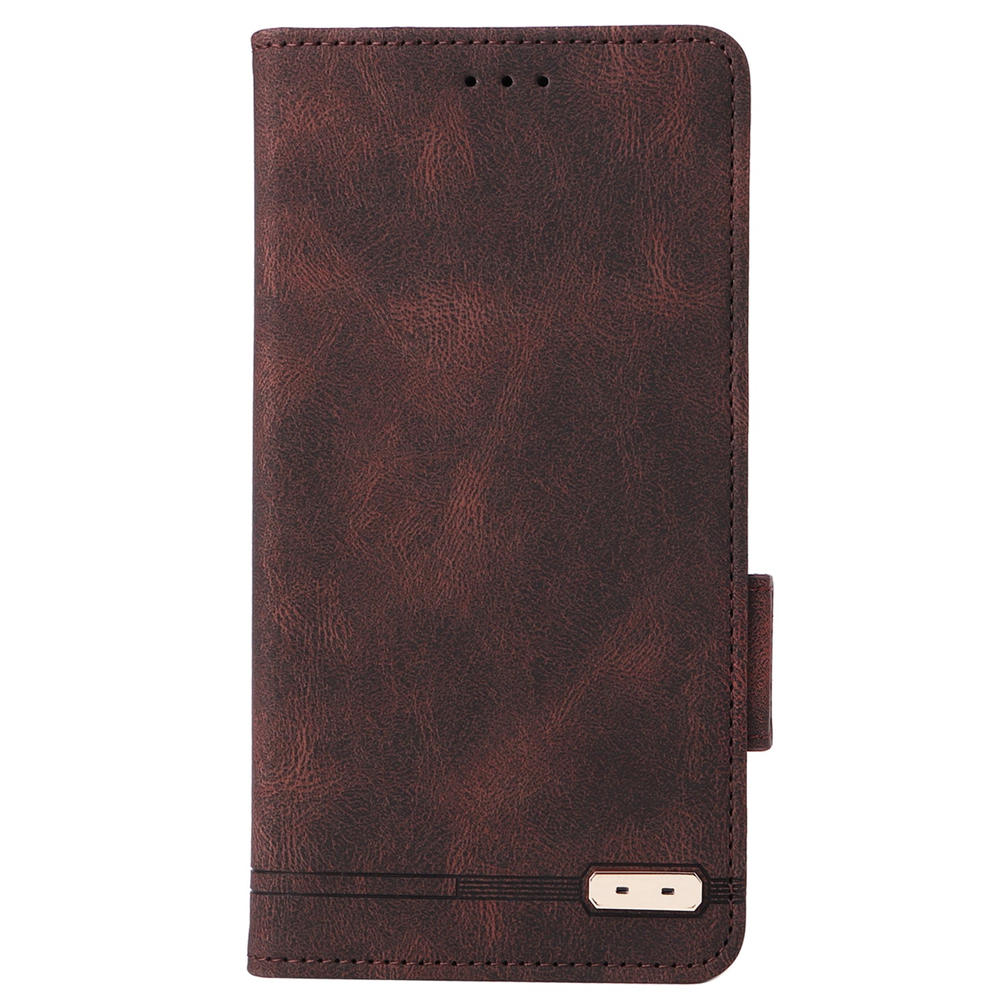 For Xiaomi Redmi Note 13 Pro+ 5G Case Flip Leather Wallet Cover Hardware Decor - Coffee