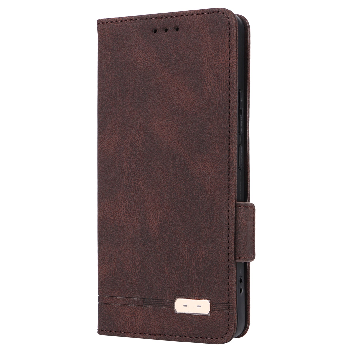 For Xiaomi Redmi Note 13 Pro+ 5G Case Flip Leather Wallet Cover Hardware Decor - Coffee