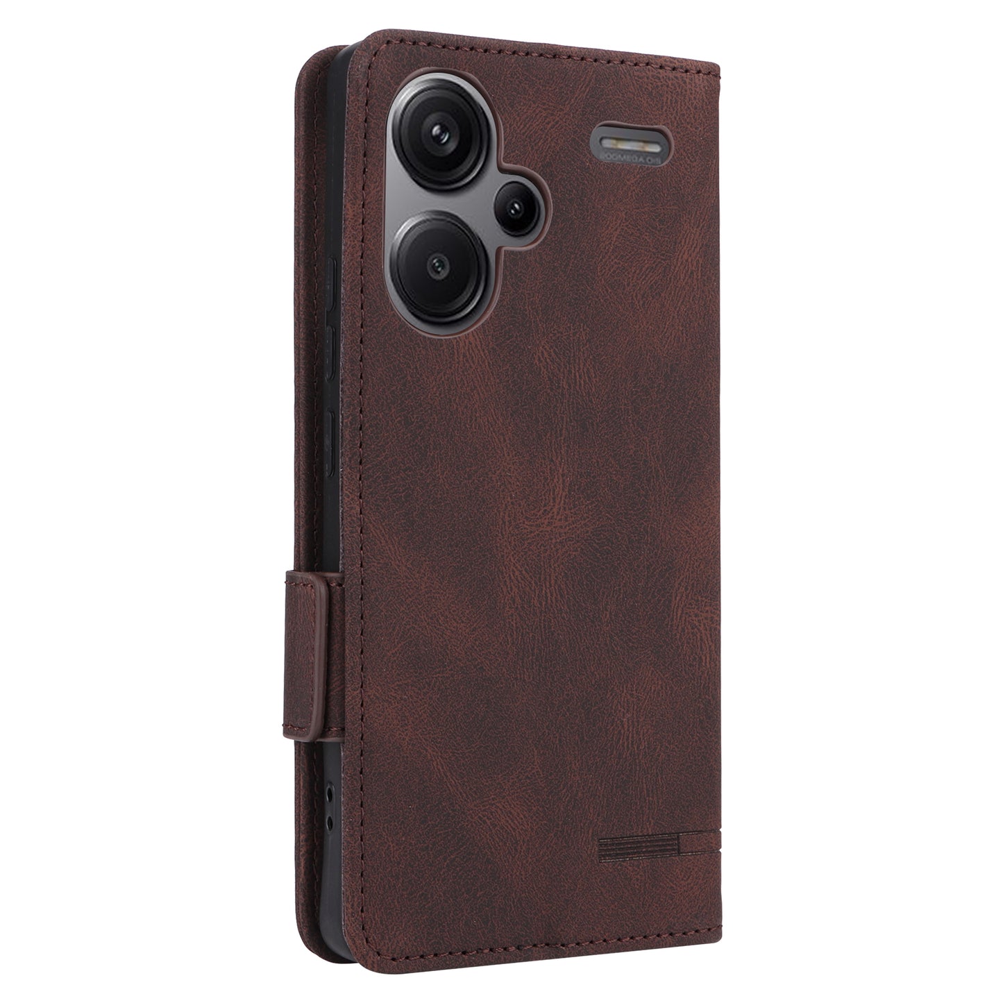 For Xiaomi Redmi Note 13 Pro+ 5G Case Flip Leather Wallet Cover Hardware Decor - Coffee