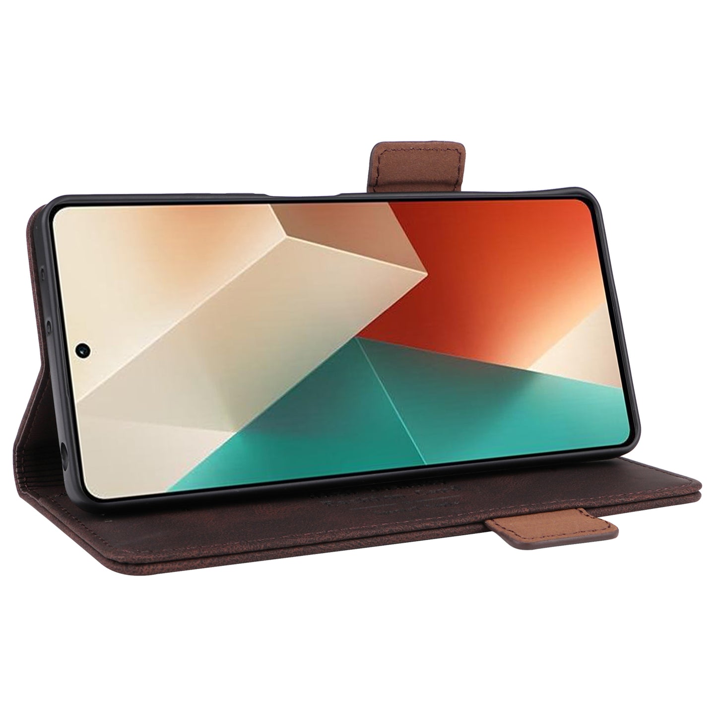 For Xiaomi Redmi Note 13 5G / Note 13 5G (China) Case Wallet PU Leather Flip Phone Cover - Coffee