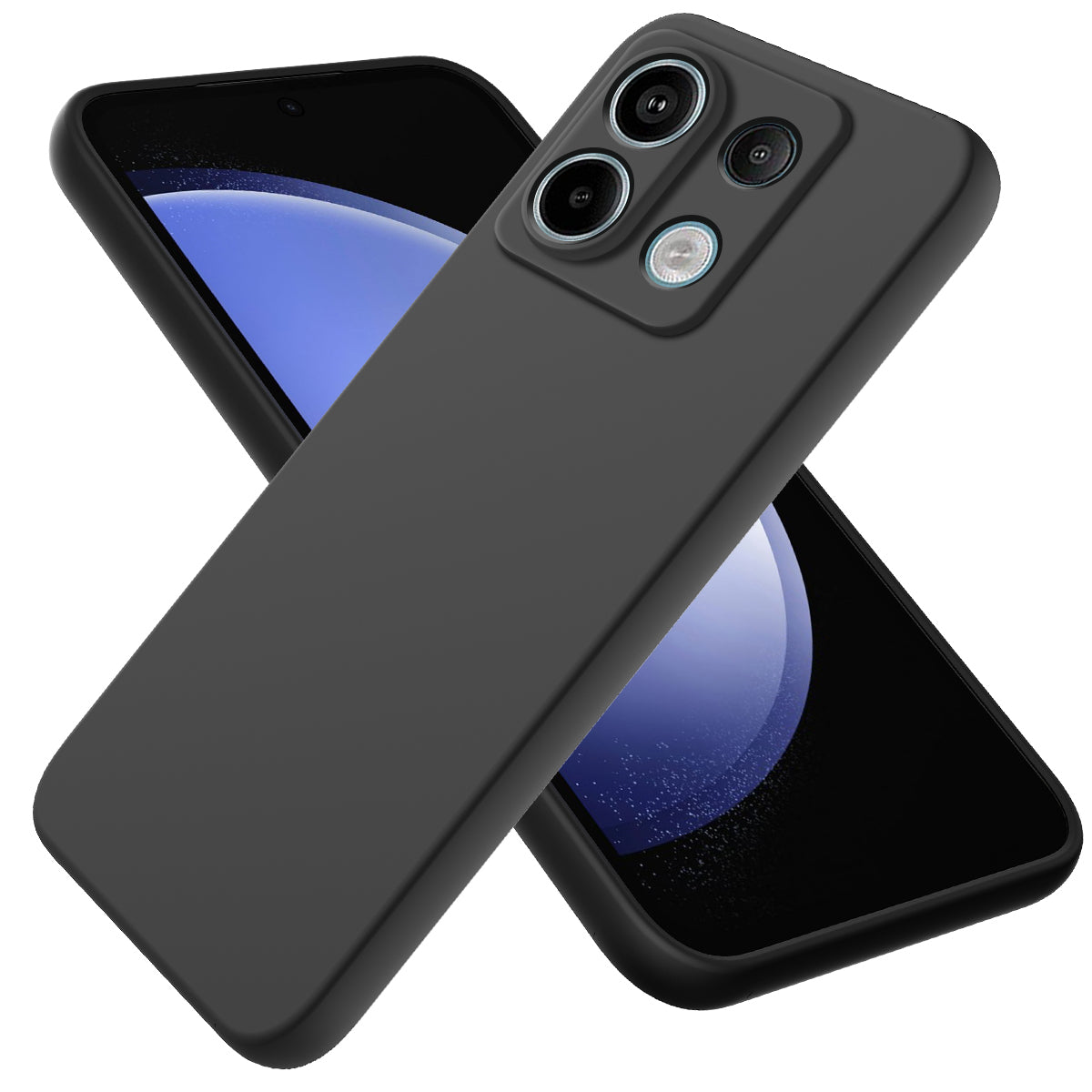 For Xiaomi Redmi Note 13 Pro 5G / Poco X6 5G Case Liquid Silicone Phone Cover Anti-Scratch Fiber Lining - Black