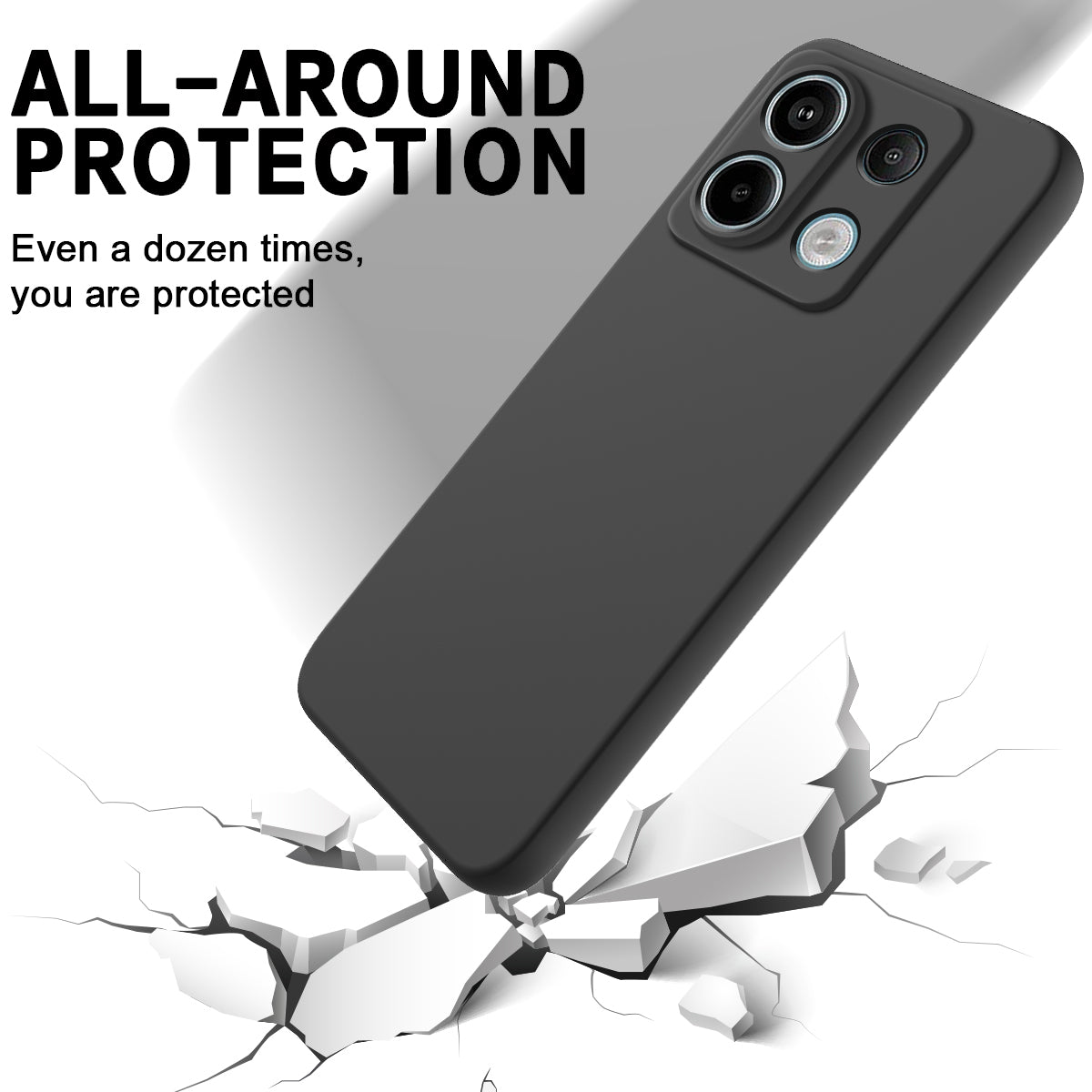 For Xiaomi Redmi Note 13 Pro 5G / Poco X6 5G Case Liquid Silicone Phone Cover Anti-Scratch Fiber Lining - Black