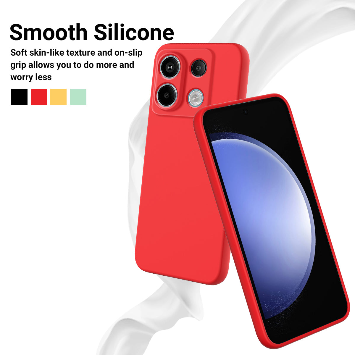 For Xiaomi Redmi Note 13 Pro 5G / Poco X6 5G Case Liquid Silicone Phone Cover Anti-Scratch Fiber Lining - Red