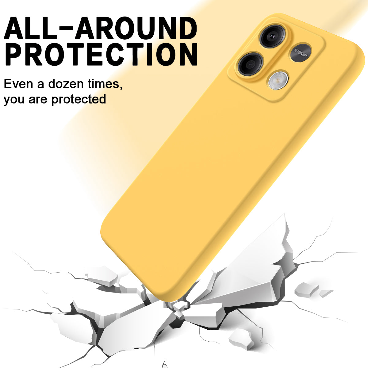 For Xiaomi Redmi Note 13 5G / Note 13 5G (China) Case Liquid Silicone Slim Protective Phone Cover with Strap - Yellow