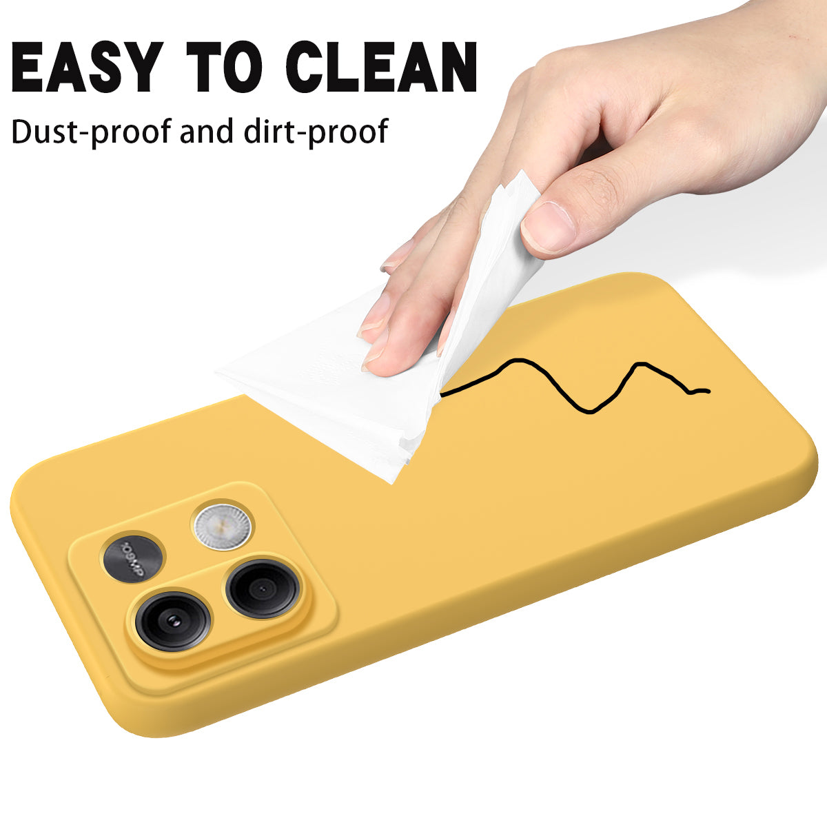 For Xiaomi Redmi Note 13 5G / Note 13 5G (China) Case Liquid Silicone Slim Protective Phone Cover with Strap - Yellow