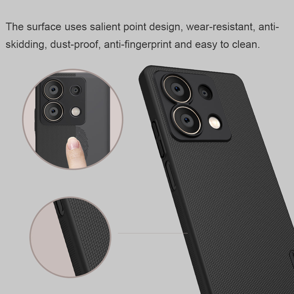 NILLKIN Frosted Shield for Xiaomi Redmi Note 13 5G / Note 13 5G (China) Back Case PC Anti-fingerprint Phone Cover - Black - Red