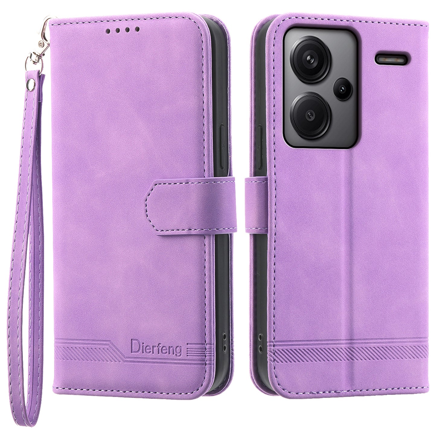 DIERFENG DF-03 for Xiaomi Redmi Note 13 Pro+ 5G Leather Case Phone Wallet Stand - Purple