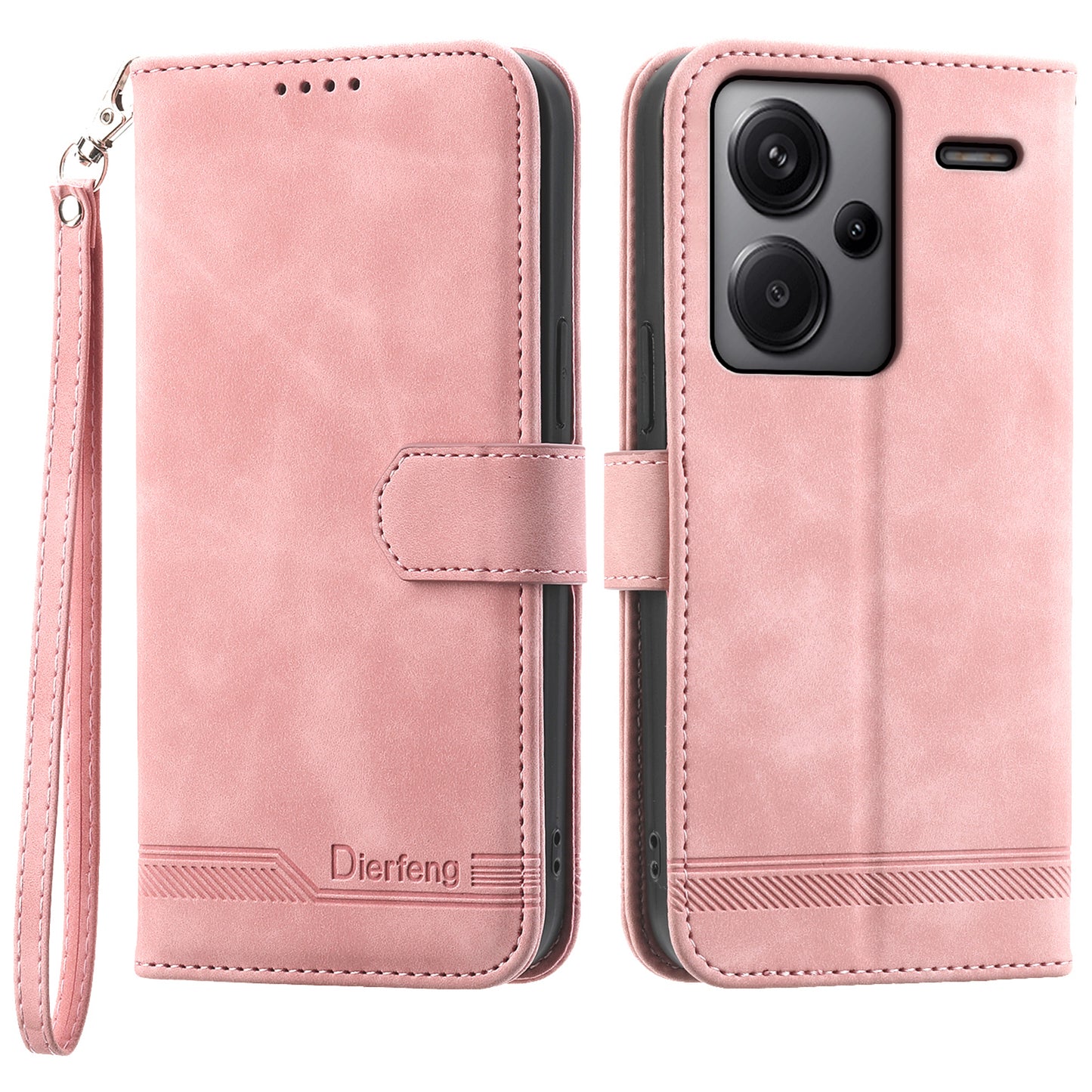 DIERFENG DF-03 for Xiaomi Redmi Note 13 Pro+ 5G Leather Case Phone Wallet Stand - Pink