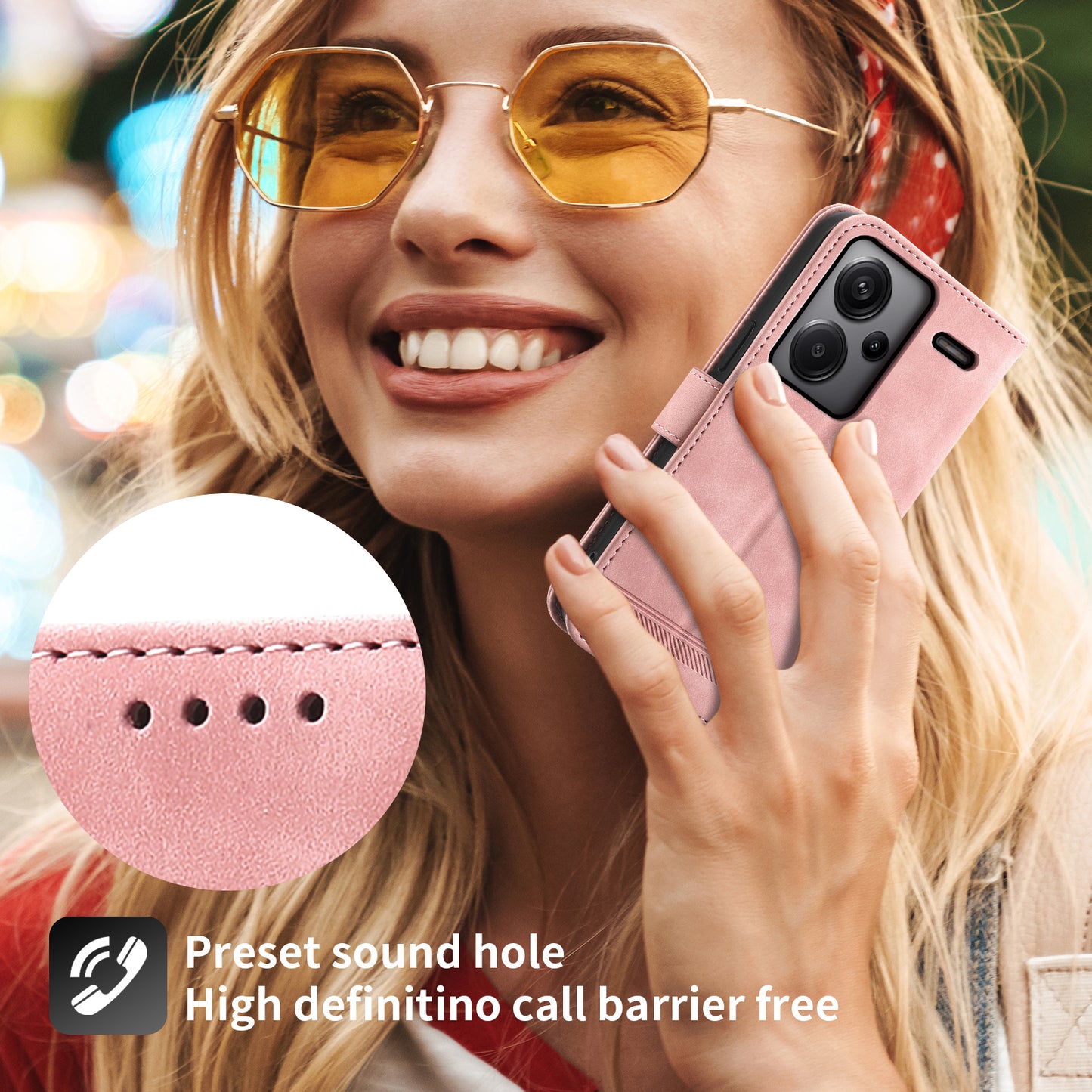 DIERFENG DF-03 for Xiaomi Redmi Note 13 Pro+ 5G Leather Case Phone Wallet Stand - Pink