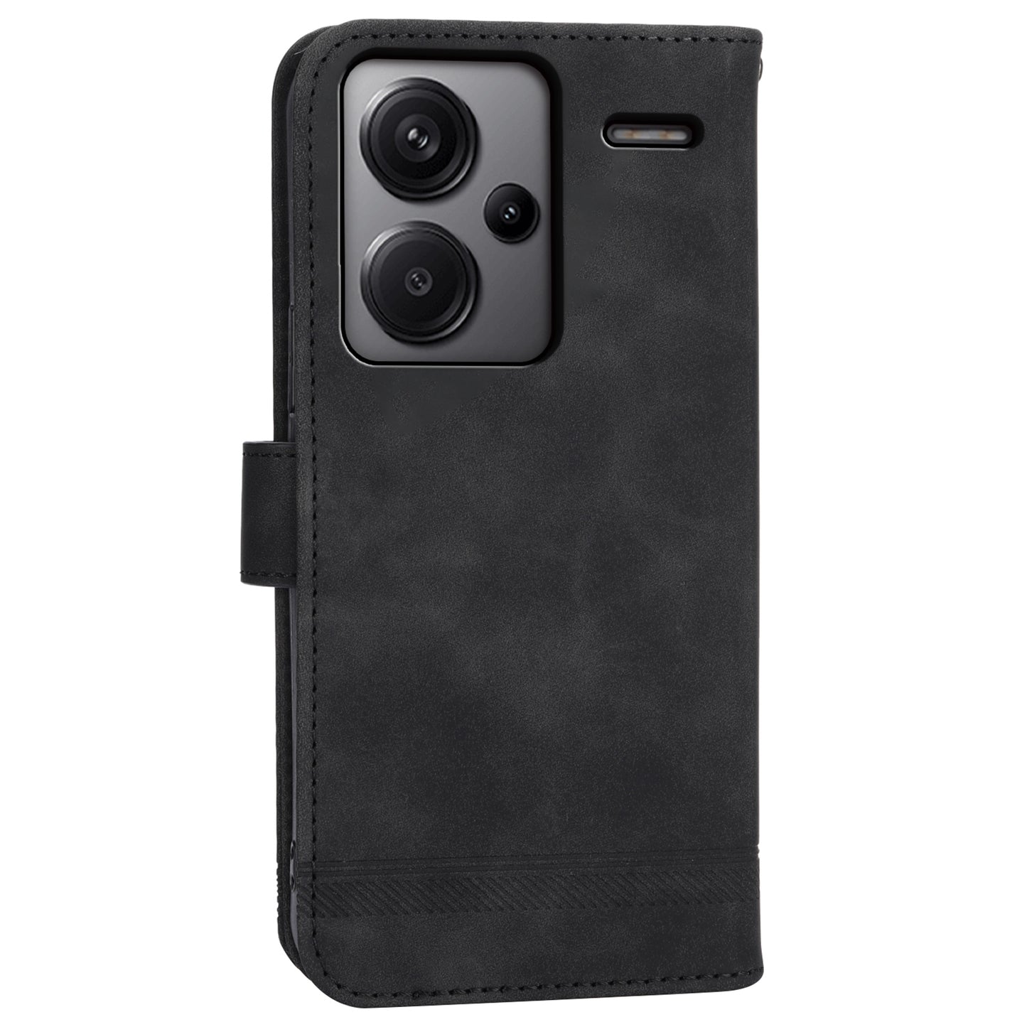 DIERFENG DF-03 for Xiaomi Redmi Note 13 Pro+ 5G Leather Case Phone Wallet Stand - Black